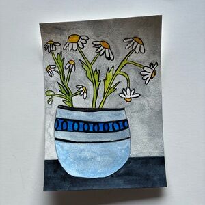 Blue and White Floral Watercolor Art